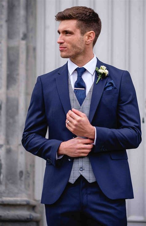 3 piece navy suit wedding.